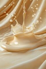 Drops of liquid cream or milk create ripples in the surface.