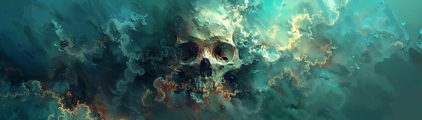 AI-generated skull art is being showcased in an exhibition called Skull World.