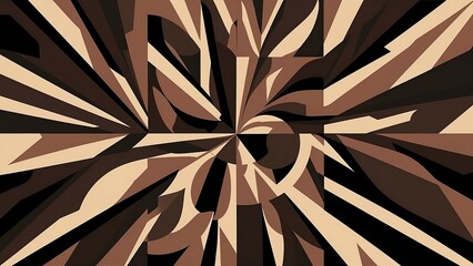 Abstract cubist artwork with brown, black and beige color style and eye-catching shapes, amazing details, super quality and vibrant colors - obrazy, fototapety, plakaty