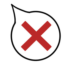 Obraz premium 吹き出し（バツ・赤・線画なし・左上）