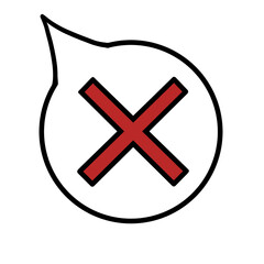 吹き出し（バツ・赤・左上）