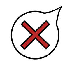 吹き出し（バツ・赤・右上）