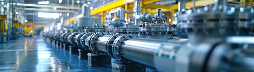 Obraz premium Industrial pipeline machinery in a manufacturing plant