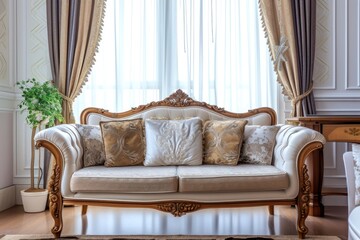 Photo of home interior furniture cushion pillow.
