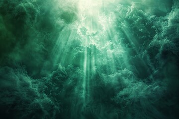 Fototapeta na wymiar Eerie emerald glow emanating from an unknown origin