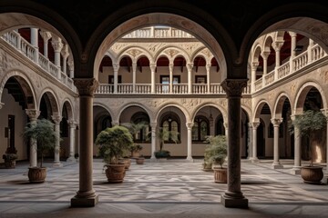 Arch architecture courtyard building.