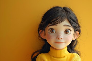 Create a beautiful and charming  visualization of a little girl