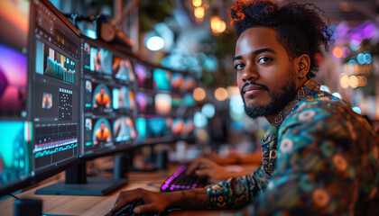 Obraz premium Creative Video Editors Innovating in Film 