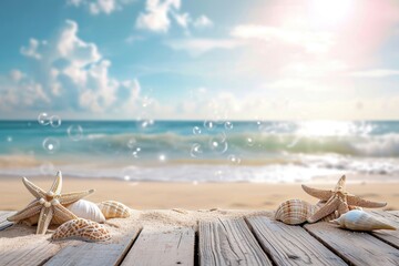 Cute beach background outdoors horizon summer. - obrazy, fototapety, plakaty