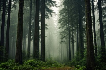 Obraz premium Plant background fog outdoors woodland.