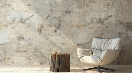 Cozy modern chair in rustic interior setting