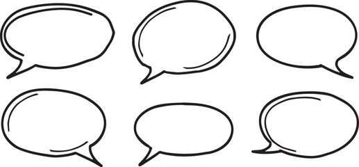 Set of hand drawn speech bubbles. Vector illustration