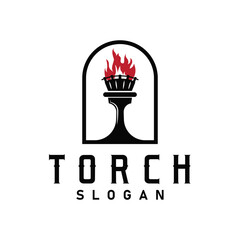 Illustration black silhouette torch logo flame design olympic sport victory inspiration
