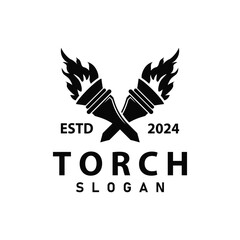 Illustration black silhouette torch logo flame design olympic sport victory inspiration