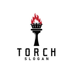 Illustration black silhouette torch logo flame design olympic sport victory inspiration