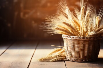 Wheat outdoors basket grain.