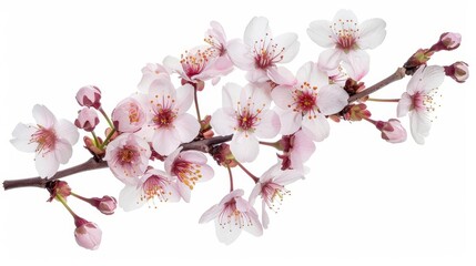 delicate cherry blossom branch in full bloom spring floral arrangement isolated on white