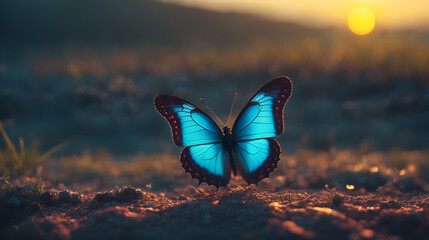 Colorful butterfly photos in the sunset sunlight scene, close-up butterfly photos in macro butterfly shots