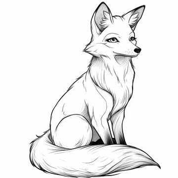 Hand-drawn illustration of a fox