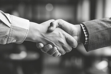 A handshake between a customer and a service provider, symbolizing satisfaction and trust in a business transaction against a plain backdrop.