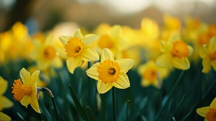 Fototapeta premium Vibrant Daffodils Blooming in Springtime