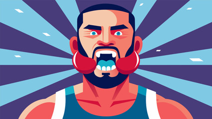 Obraz premium An athlete wearing a mouth guard to protect against dental injuries in a boxing match.