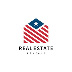 American house flag icon vector illustration real estate logo