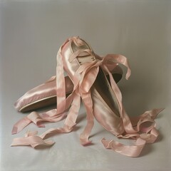 A pair of professional ballet shoes - obrazy, fototapety, plakaty