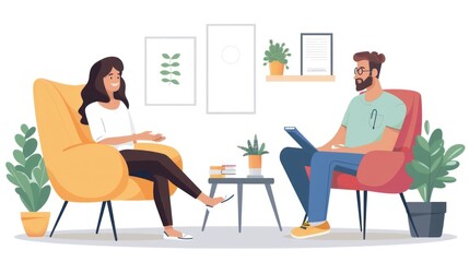 A therapist conducts a therapy session with a patient to improve their mental well-being.