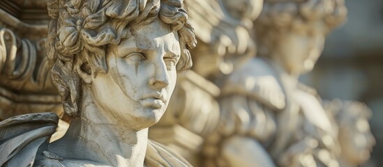 Naklejka premium Classic marble statue depicting an angelic figure in soft light