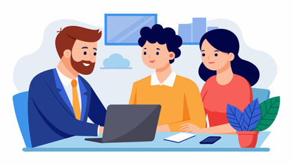 A couple meeting with a financial advisor to discuss the best way to merge their finances and make joint financial decisions.