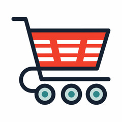 Shopping cart icon solid white background (6)