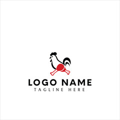 chicken logo icon fast eat food element design art simple illustration brand market black red