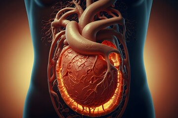 human stomach 3d illustration in digital background
