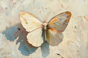 Oil painting of a close up on pale butterfly backgrounds animal insect.