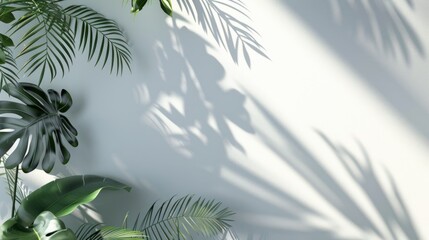 Obraz premium Abstract background with sunlight shadow on white wall. Generate AI image