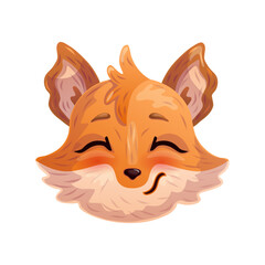 Happy cartoon fox. Anthropomorphic face. Vector illustration.