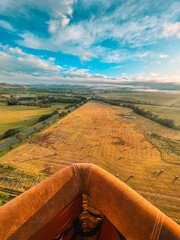 Photo from hot air balloon basket, Yarra Valley, Melbourne, Australia. Beautiful top view for green...