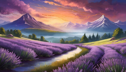 vibrant wallpaper of Infuse your graphic designs with the calming presence of a Lavender - obrazy, fototapety, plakaty