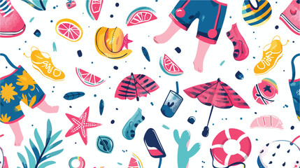 Summer concept. Vector seamless colorful pattern of holiday