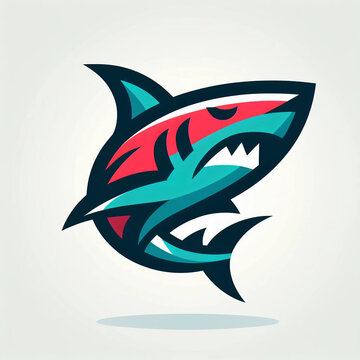 Blue and red shark logo icon