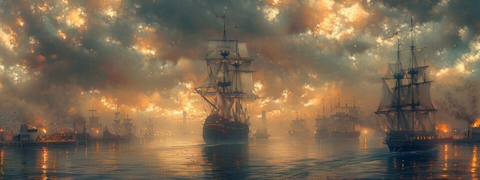 Boston tea party illustration