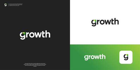 Modern growth financial logo design. Overlap arrow shape on letter G logo vector.