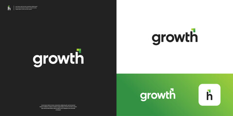 Modern growth financial logo design. Overlap analytic shape on letter H logo inspiration.