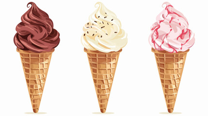 Sweet ice cream cone dessert flavor scoop summer vector