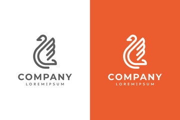 Swan logo with minimalist design style © Sabavector