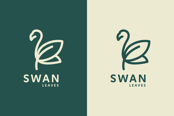 Swan leaf line art logo
