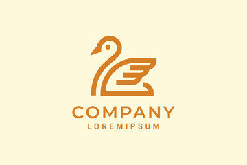 Minimalist line art duck logo