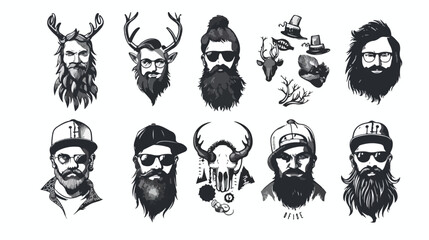 Templates of creative hand-drawn hipster logos isolated