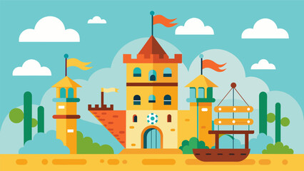 Fototapeta premium A jungle gym that transforms into a castle spaceship or pirate ship depending on what the children imagine..